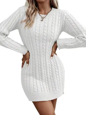 Women's Bodycon Pullover Mini Sweater Dresses Crew Neck Long Sleeve Knit Winter Sweaters Dresses