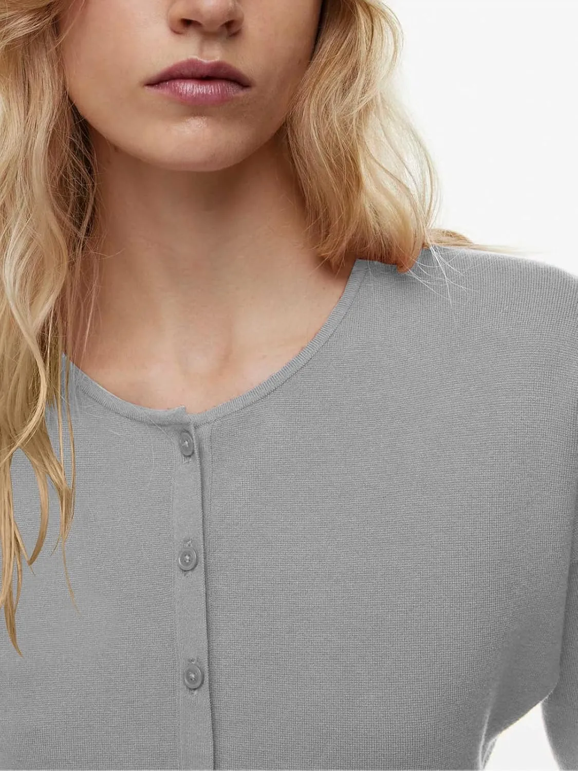 Womens Cropped Sweaters Fall Button Down V Neck Long Sleeve Pullover Solid Casual Ribbed Knit Slim Fit Cardigan