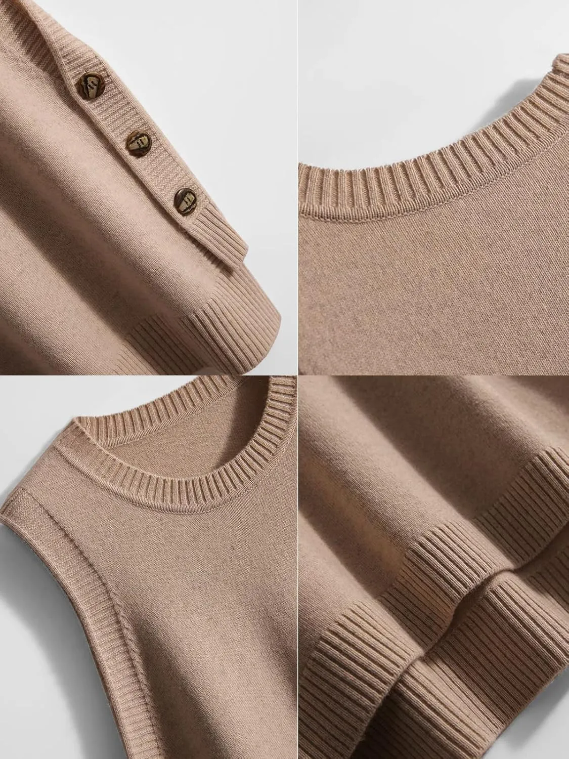 Wowcarbazole Women's Sleeveless Sweater Vest Casual Crew Neck Ribbed Knit Pullover Tops Loose Fit Full Clothes
