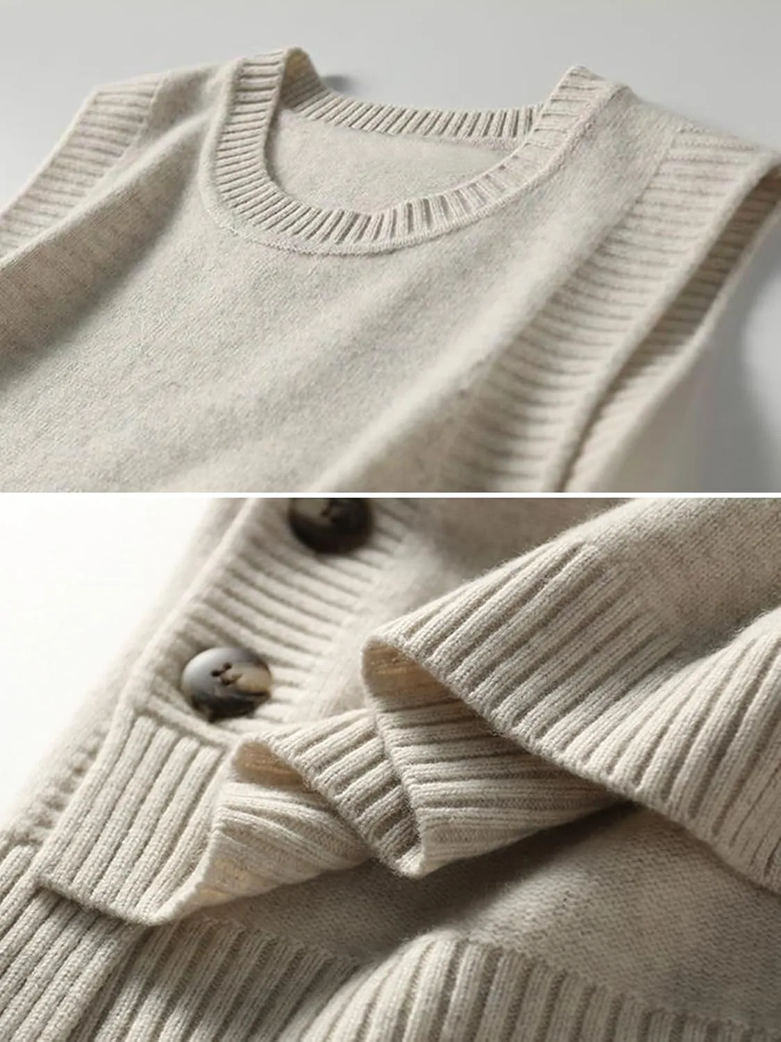 Wowcarbazole Women's Sleeveless Sweater Vest Casual Crew Neck Ribbed Knit Pullover Tops Loose Fit Full Clothes