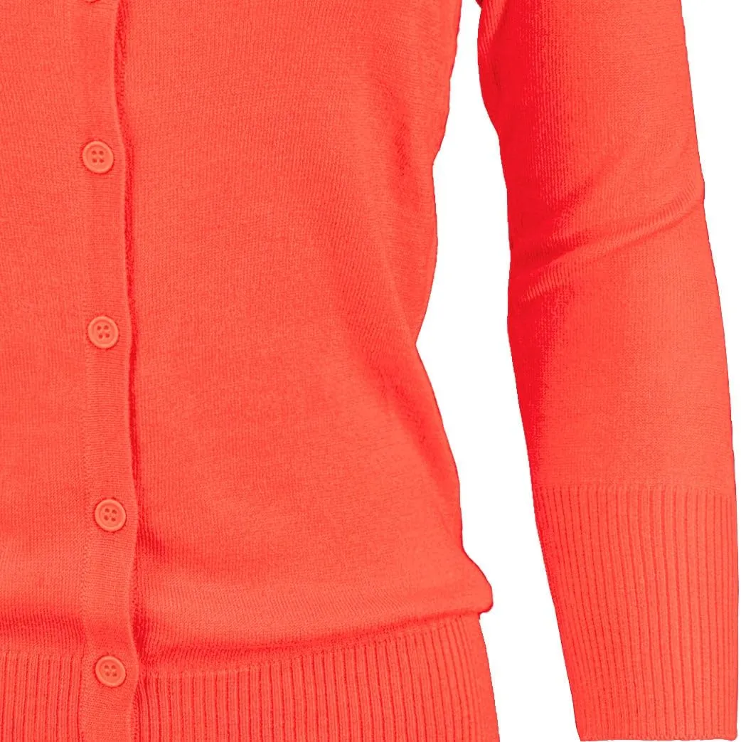 YEMAK Women's Knit Cardigan Sweater  3/4 Sleeve Crewneck Basic Classic Casual Button Down Soft Lightweight Top (S-3XL)