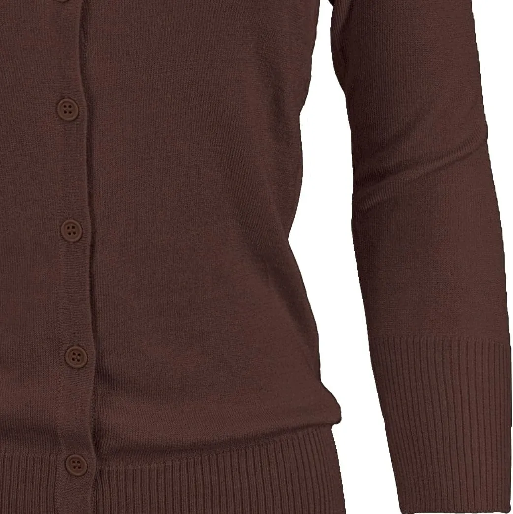 YEMAK Women's Knit Cardigan Sweater  3/4 Sleeve Crewneck Basic Classic Casual Button Down Soft Lightweight Top (S-3XL)