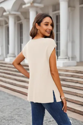 Zeagoo Sweater Vest Women Crew Neck Loose Fit Knit Lightweight T Shirts Pullover Casual Summer Outfits