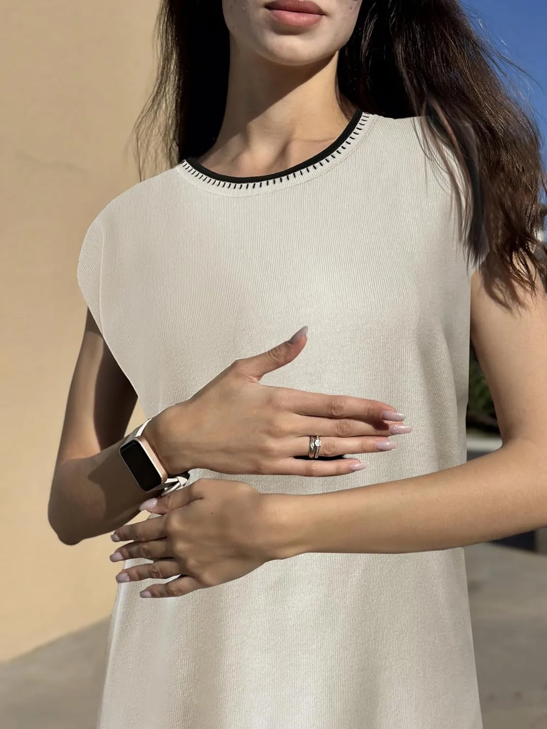 Zeagoo Sweater Vest Women Crew Neck Loose Fit Knit Lightweight T Shirts Pullover Casual Summer Outfits