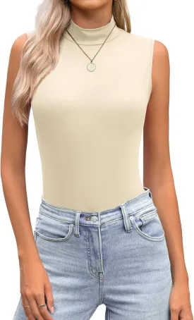 Zeagoo Womens Mock Turtleneck Tank Tops 2025 Slim Fitted Sleeveless Top Stretchy Basic Casual Layer Tee Shirts
