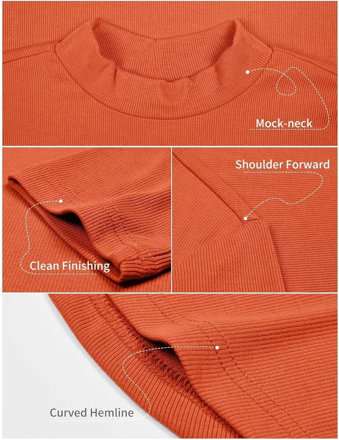 Zengjo Short Sleeve Turtleneck Women Ribbed Shirt Mock Neck Fitted Tee Top